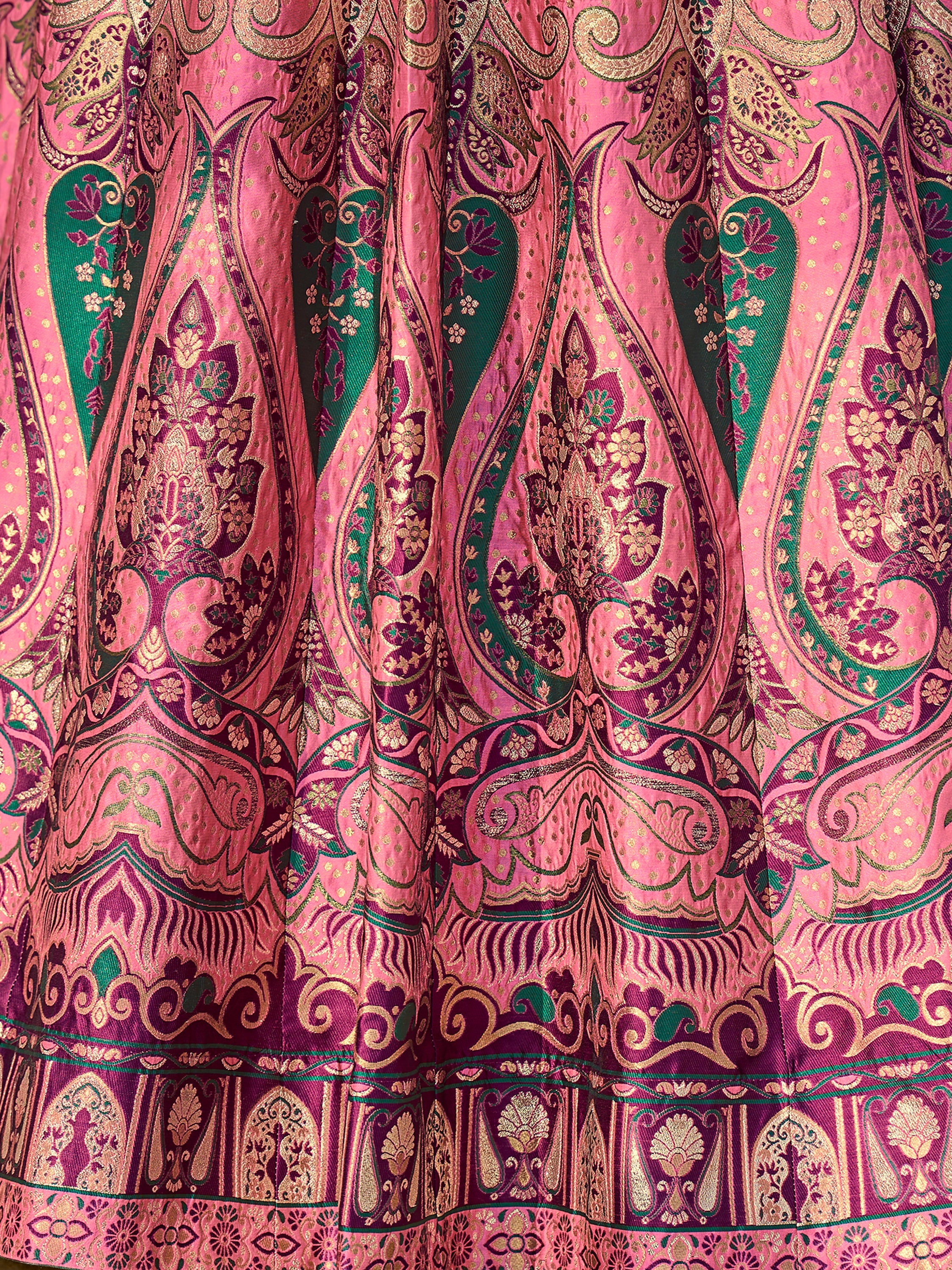 Women's Pink Jacquard Crape Lehengas