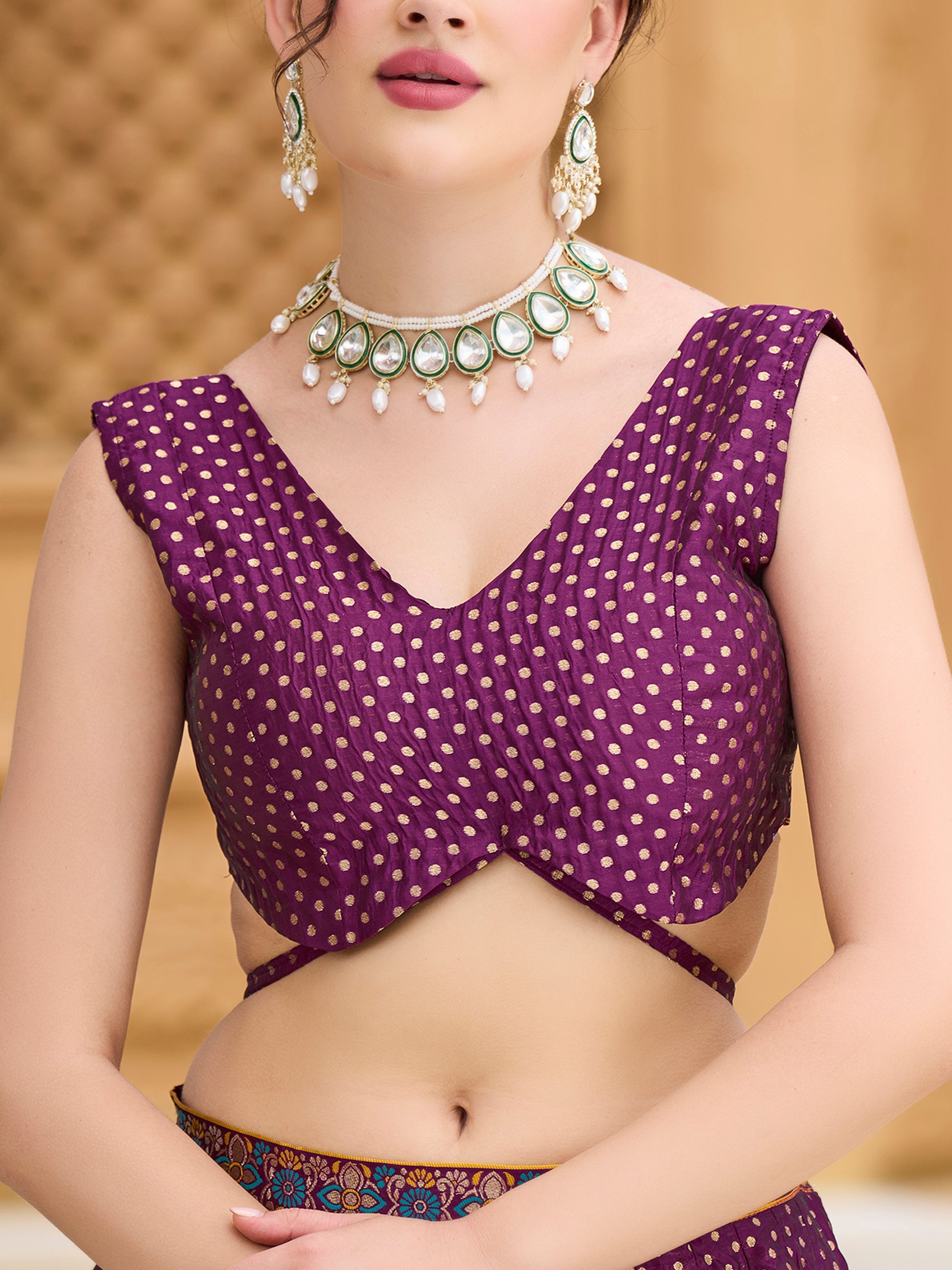 Women's Wine Jacquard Crape Lehengas