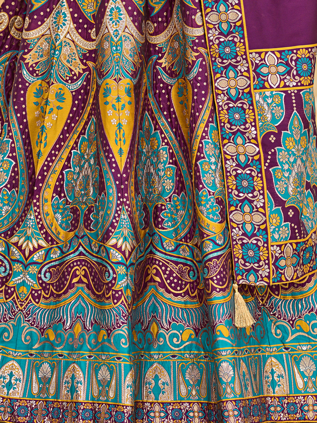 Women's Wine Jacquard Crape Lehengas