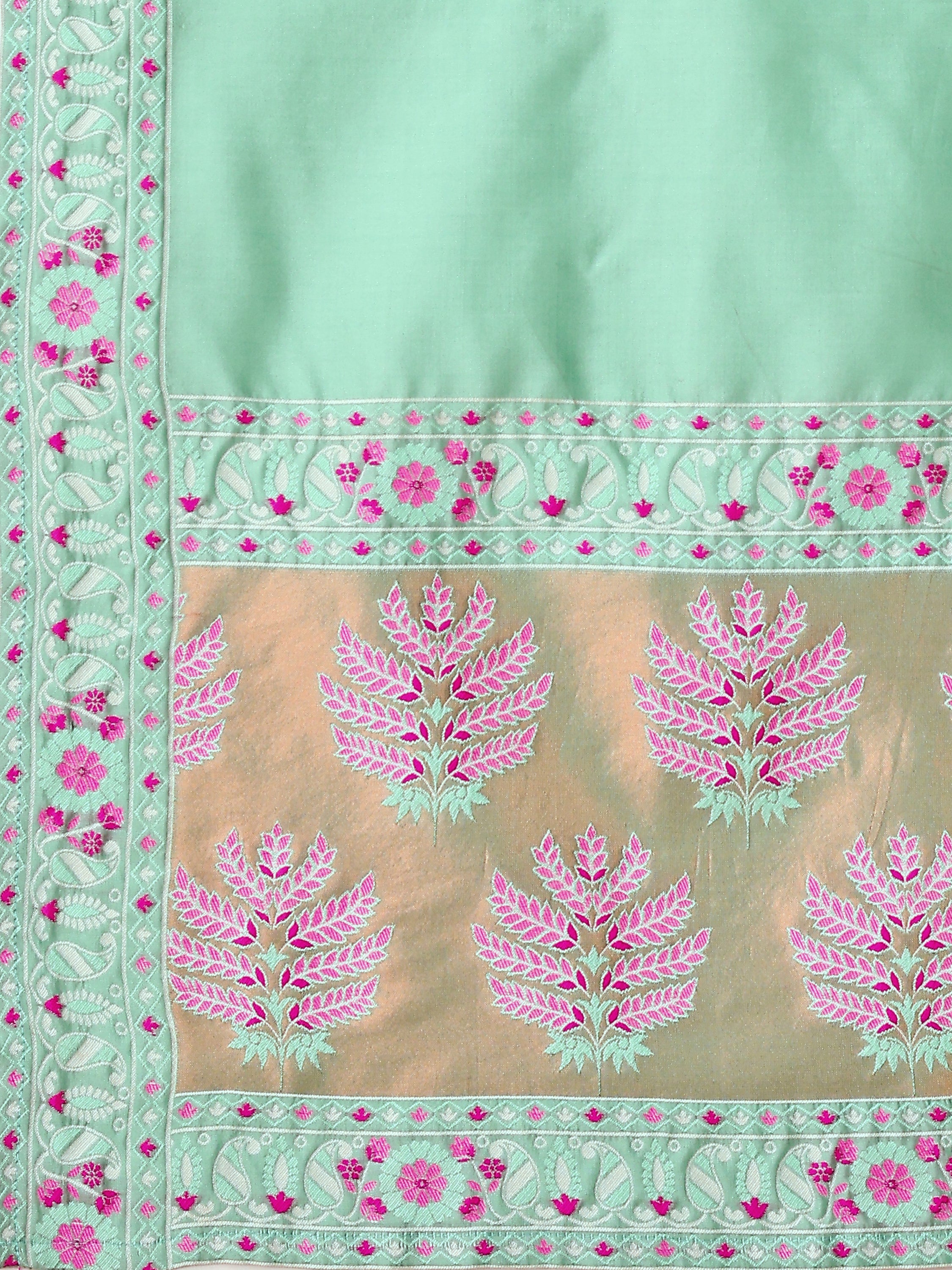 Kanjivaram Lehenga Choli See Green Woven Motifs