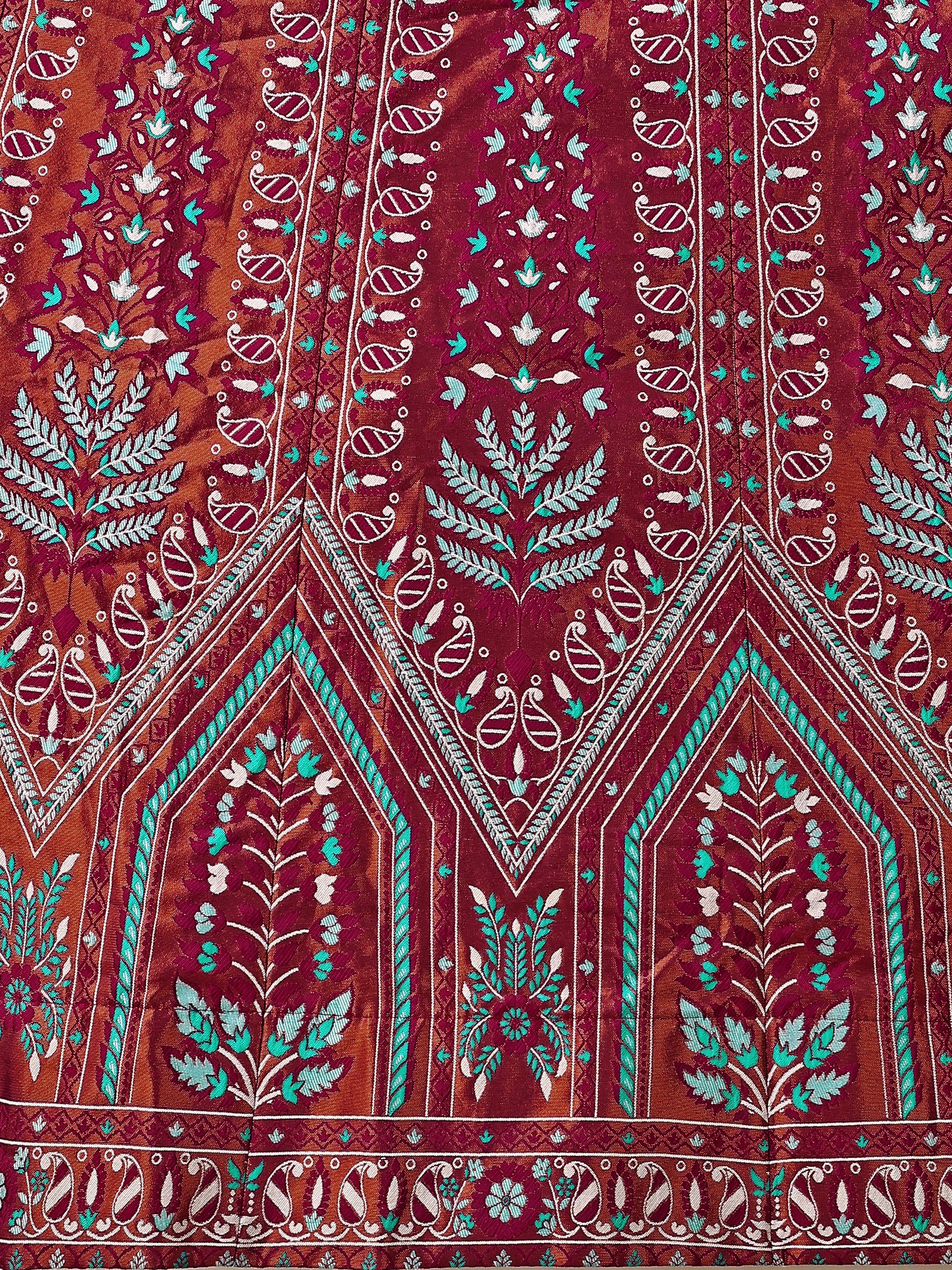 Kanjivaram Lehenga Choli Maroon Woven Motifs