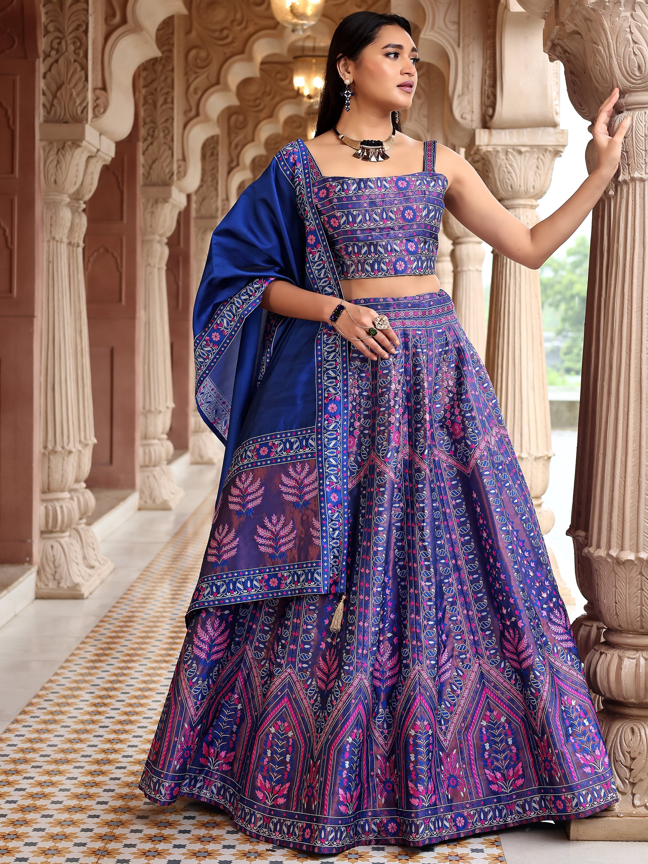 Kanjivaram Lehenga Choli Royal Woven Motifs