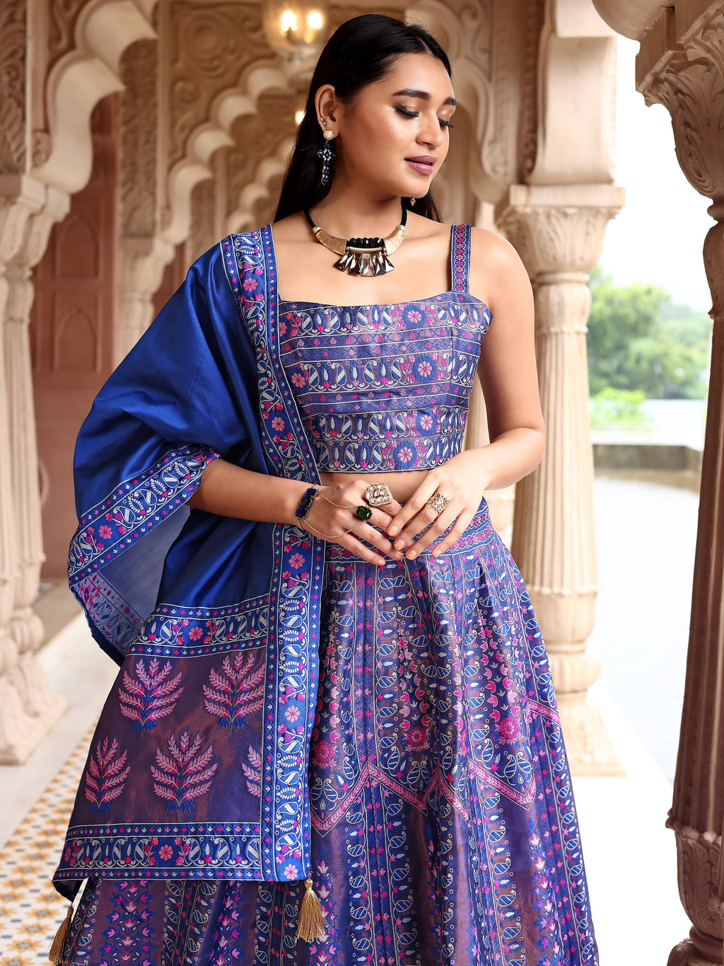 Kanjivaram Lehenga Choli Royal Woven Motifs