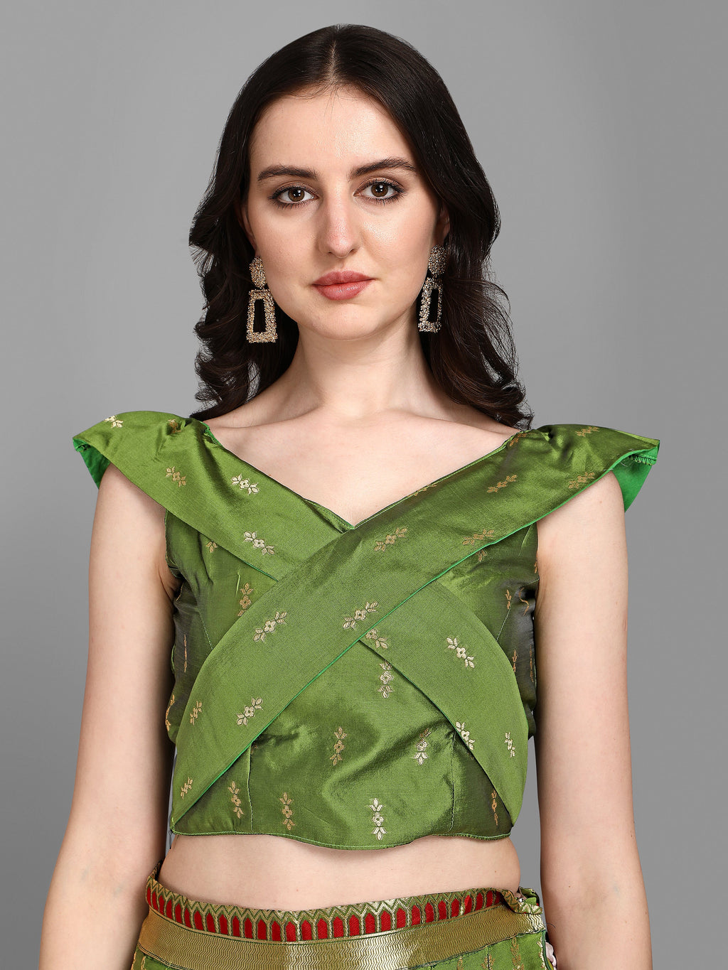 Women Jacquard Multicolor Semi-Stitched Lehenga Choli