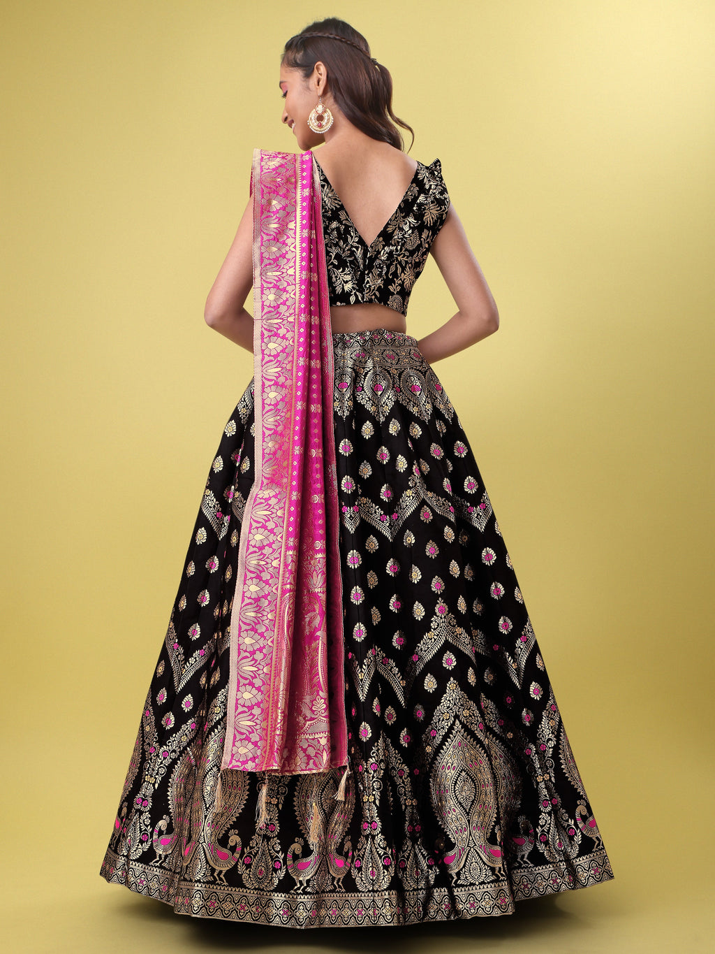 Women Black Printed Lehenga Choli