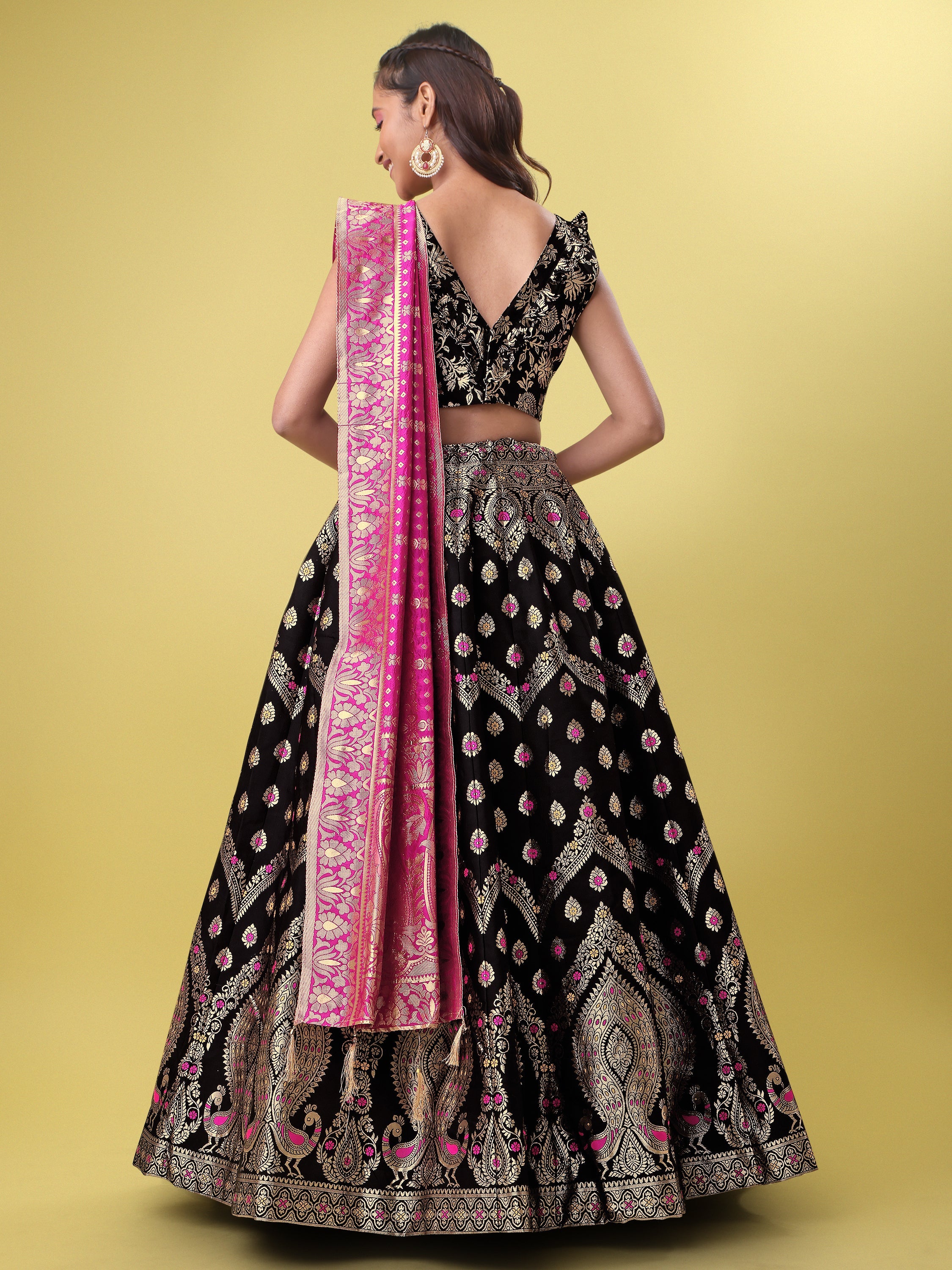 Women Black Printed Lehenga Choli