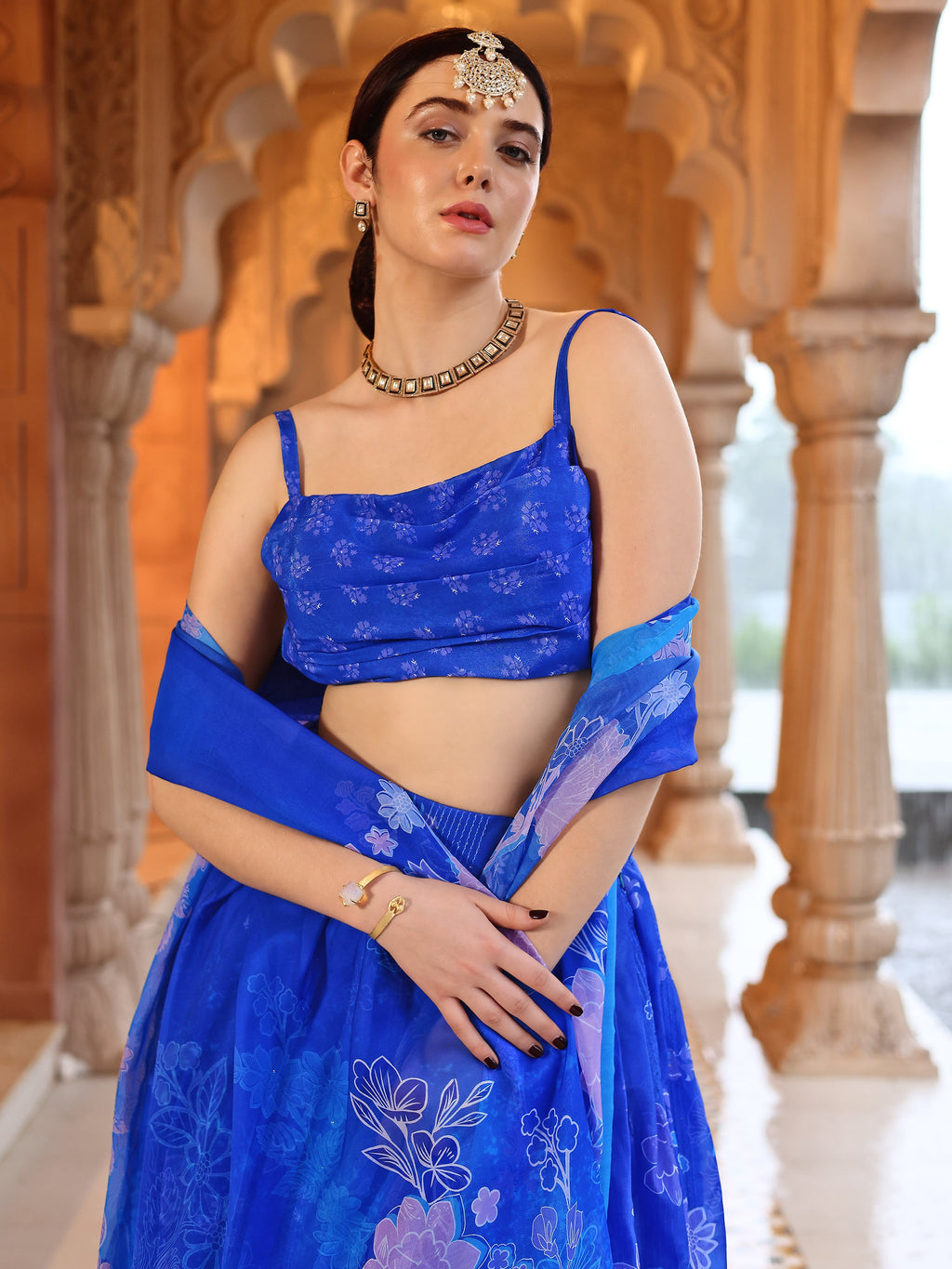 Ethnic Motifs And Embellished Blue Lehenga Choli