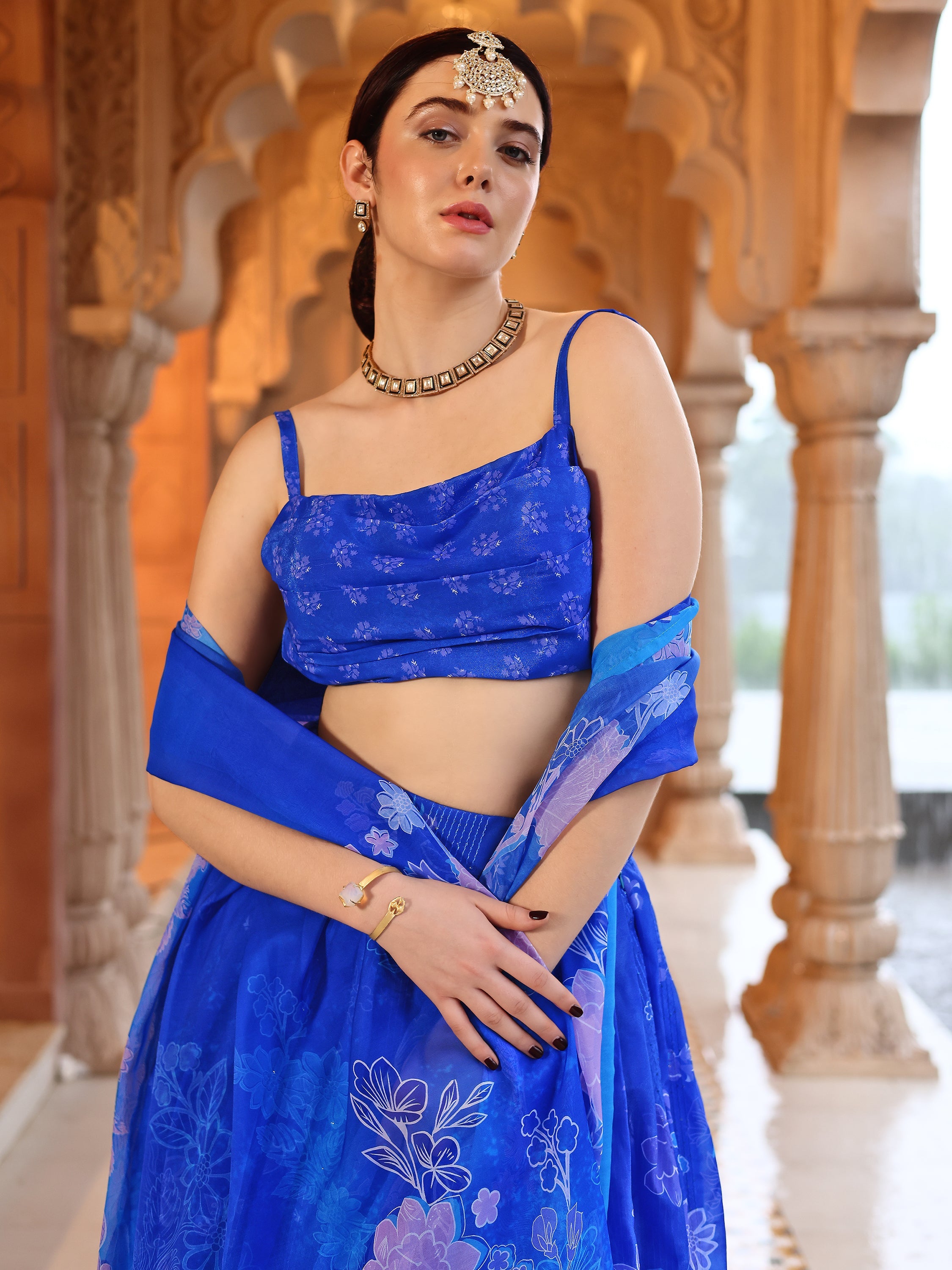Ethnic Motifs And Embellished Blue Lehenga Choli