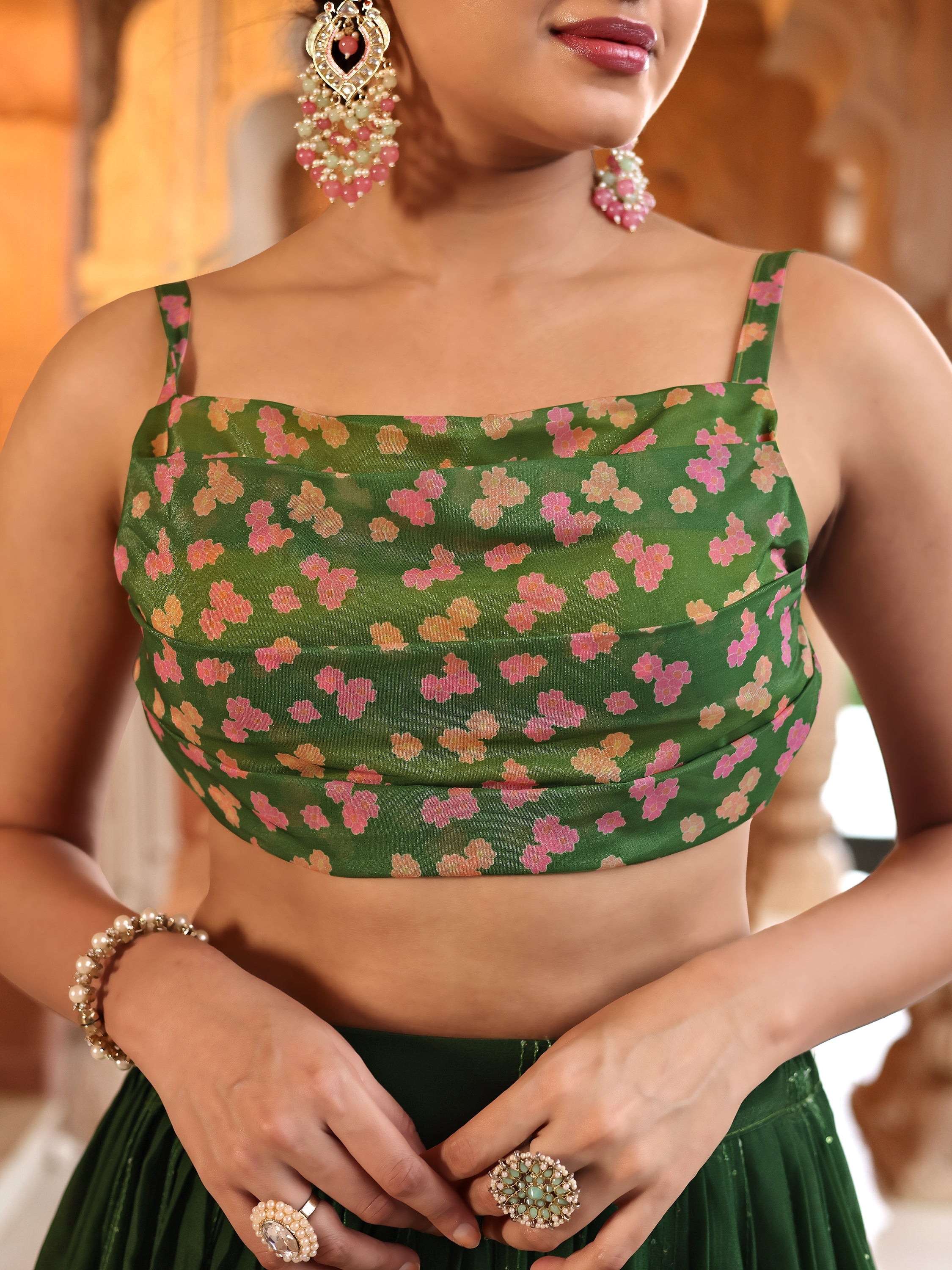 Ethnic Motifs And Embellished Green Lehenga Choli
