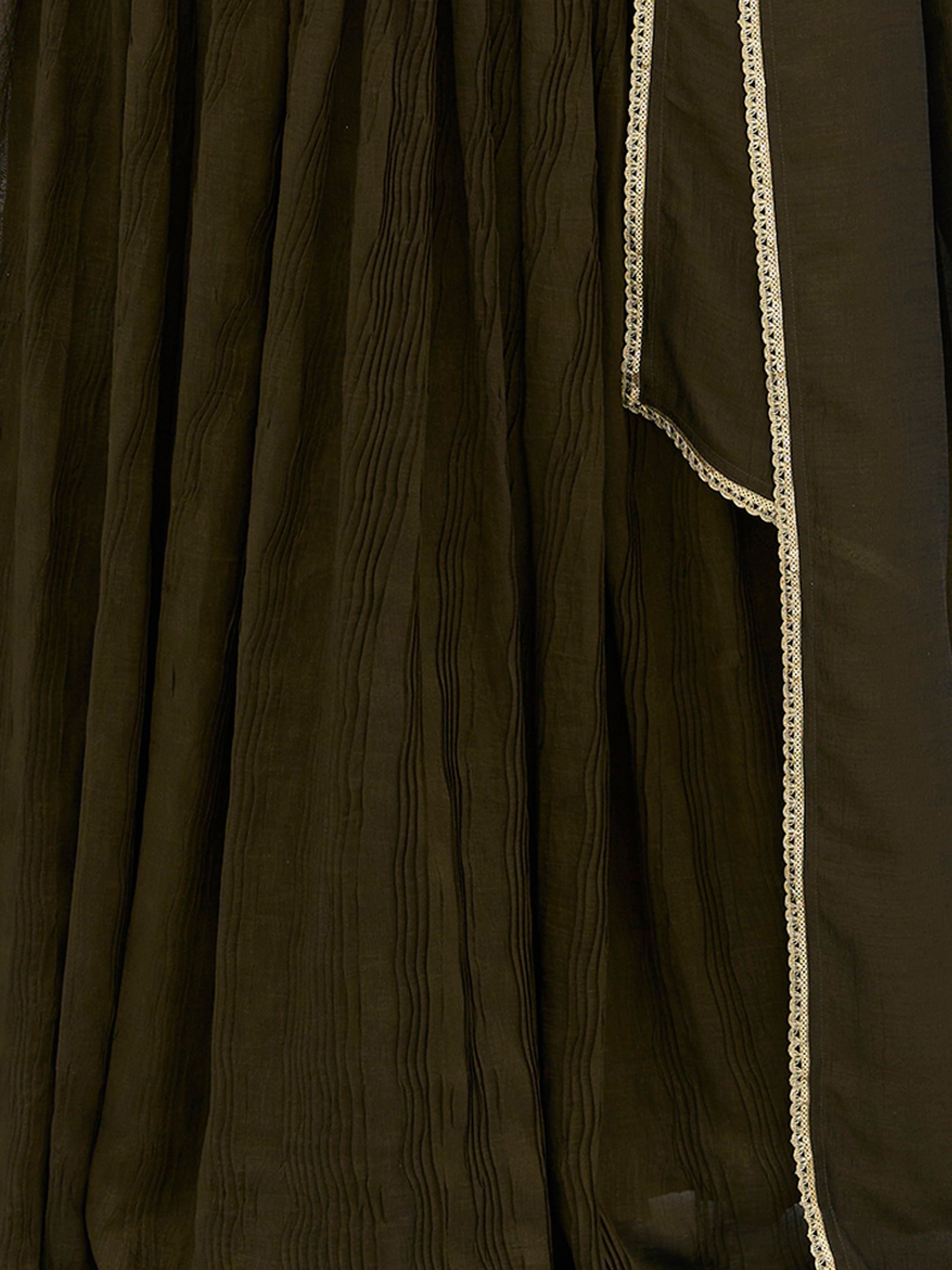 Women's Olive Silk Crape Lehengas