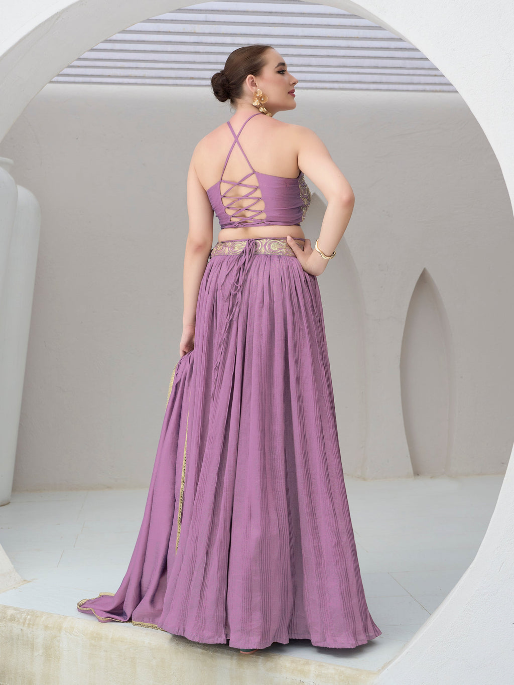 Women's Purple Silk Crape Lehengas