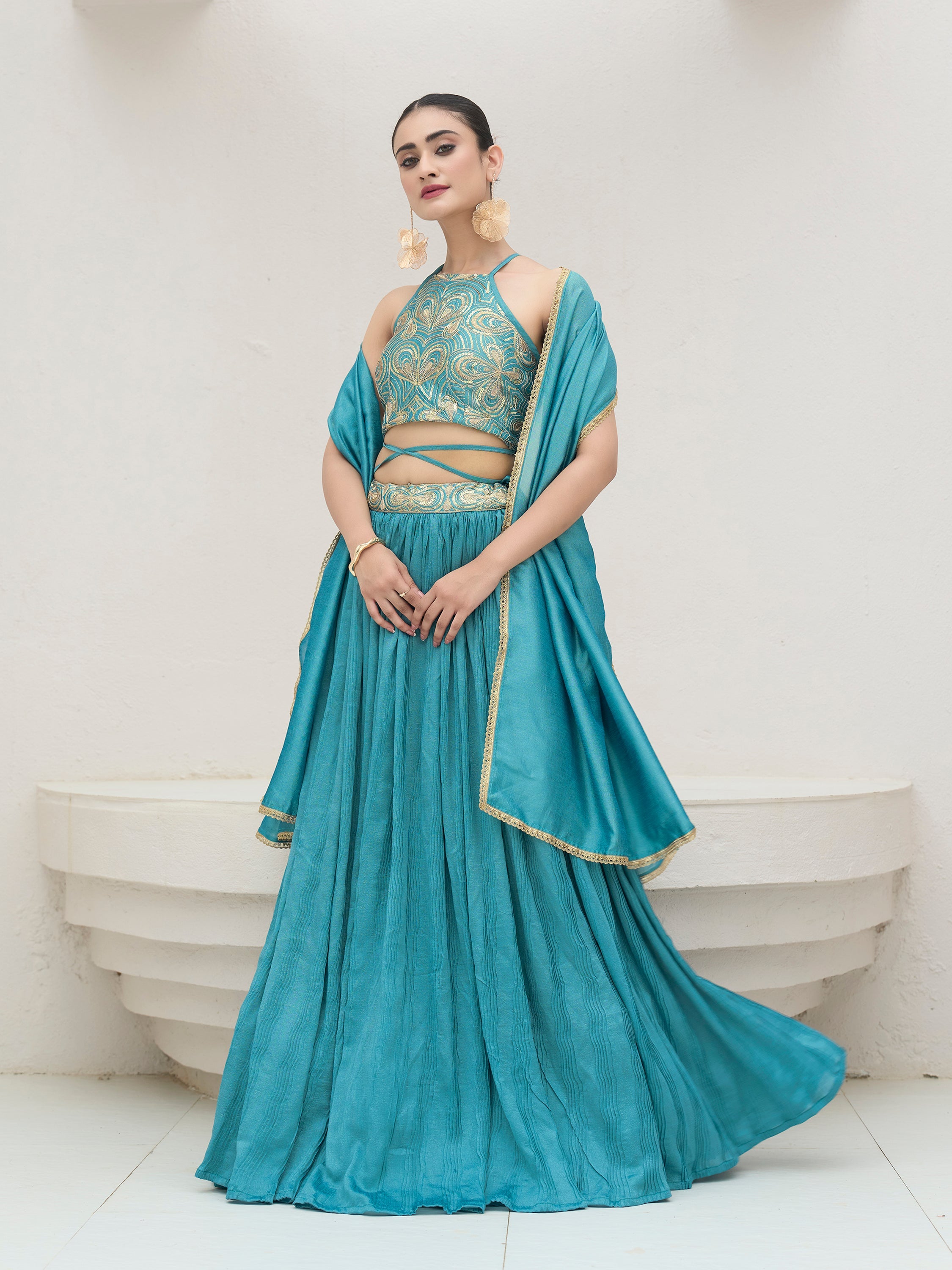 Women's Sky Silk Crape Lehengas