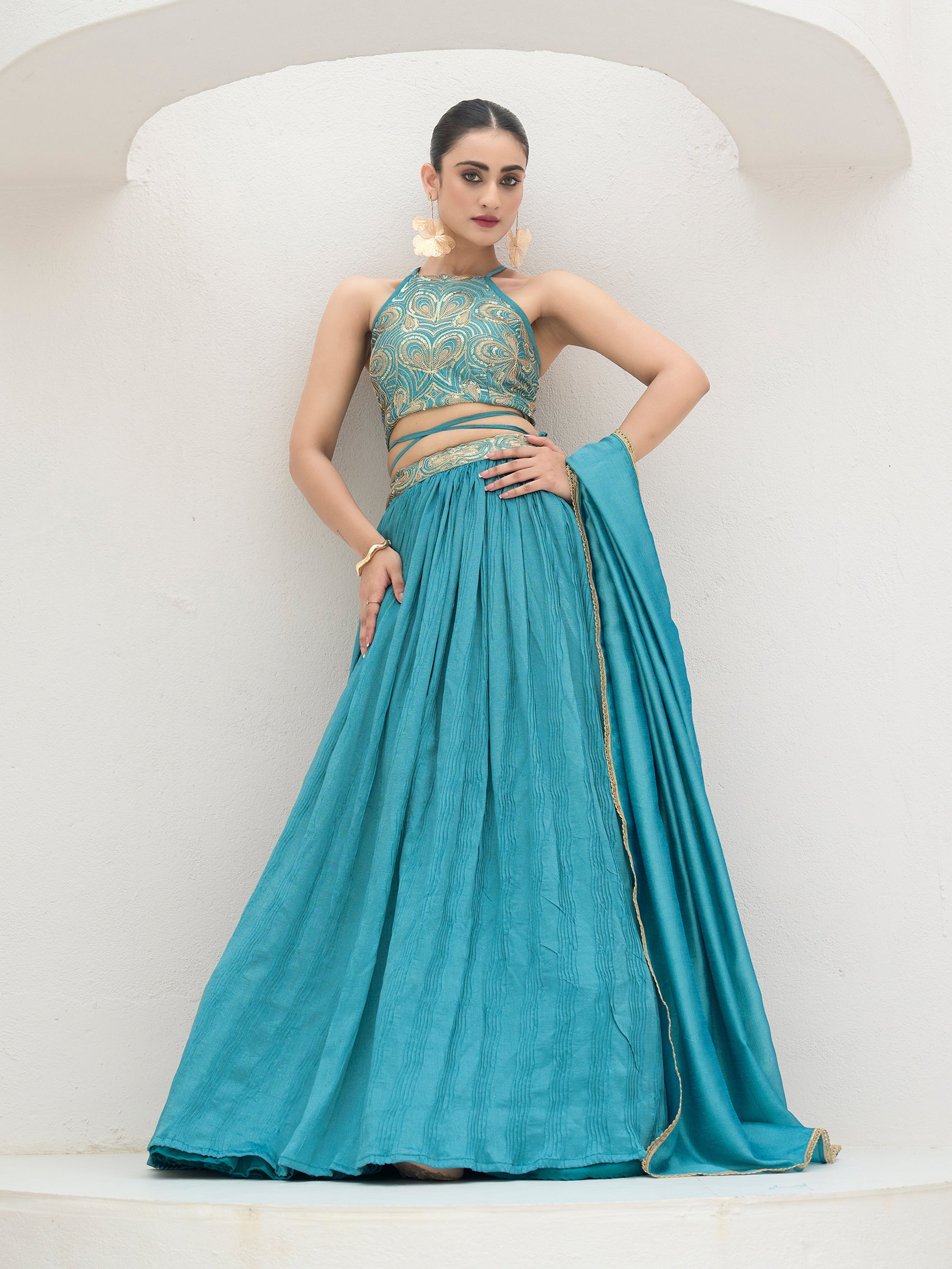 Women's Sky Silk Crape Lehengas