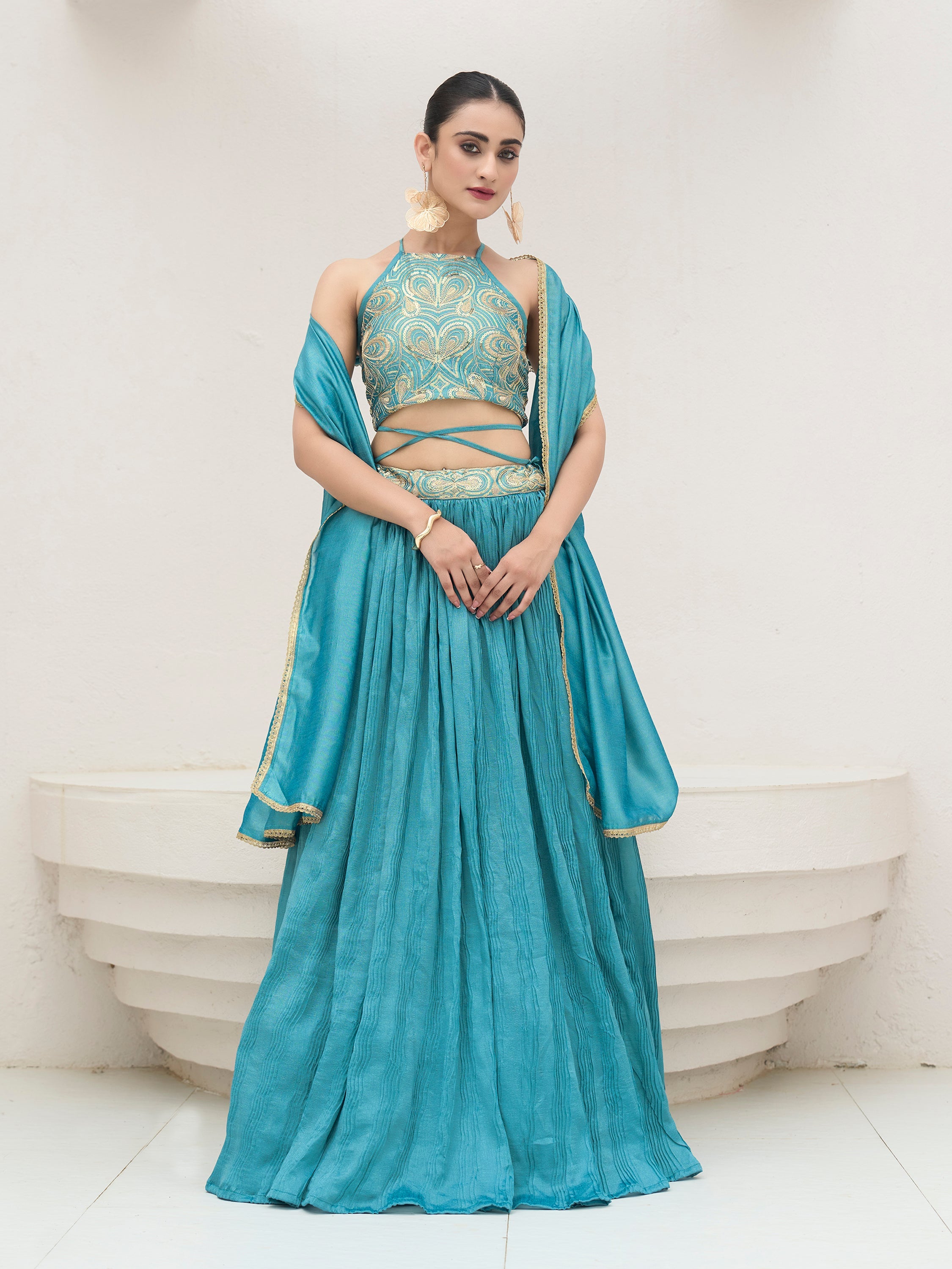 Women's Sky Silk Crape Lehengas