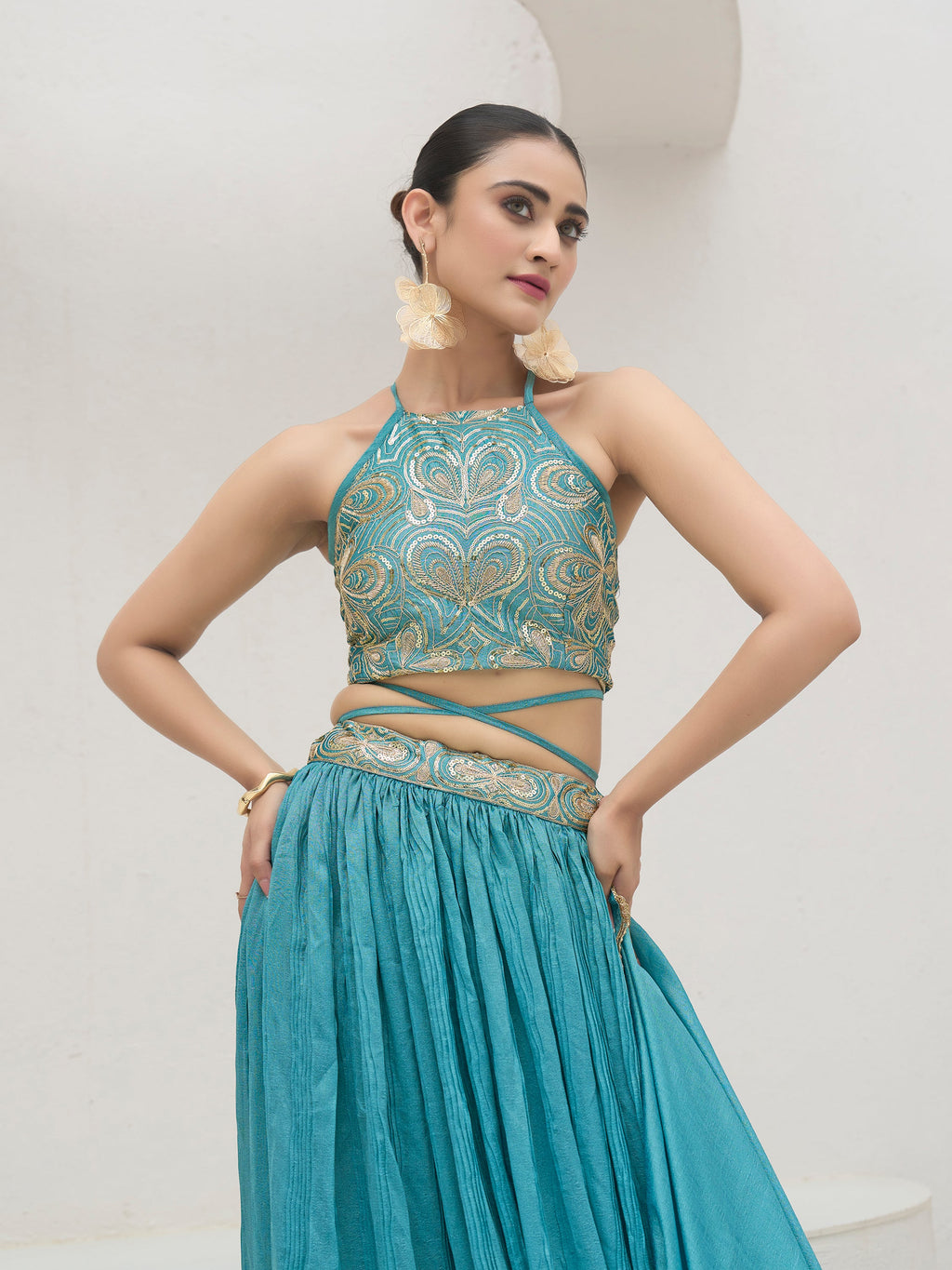 Women's Sky Silk Crape Lehengas