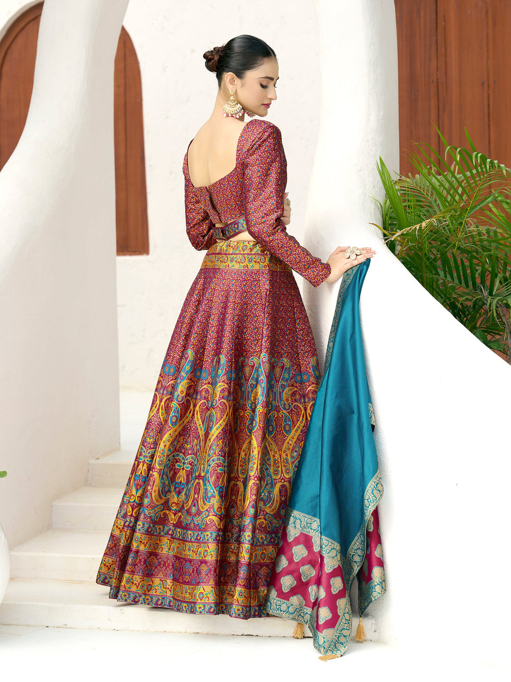 Women's Cherry Kanjiwaram Lehengas