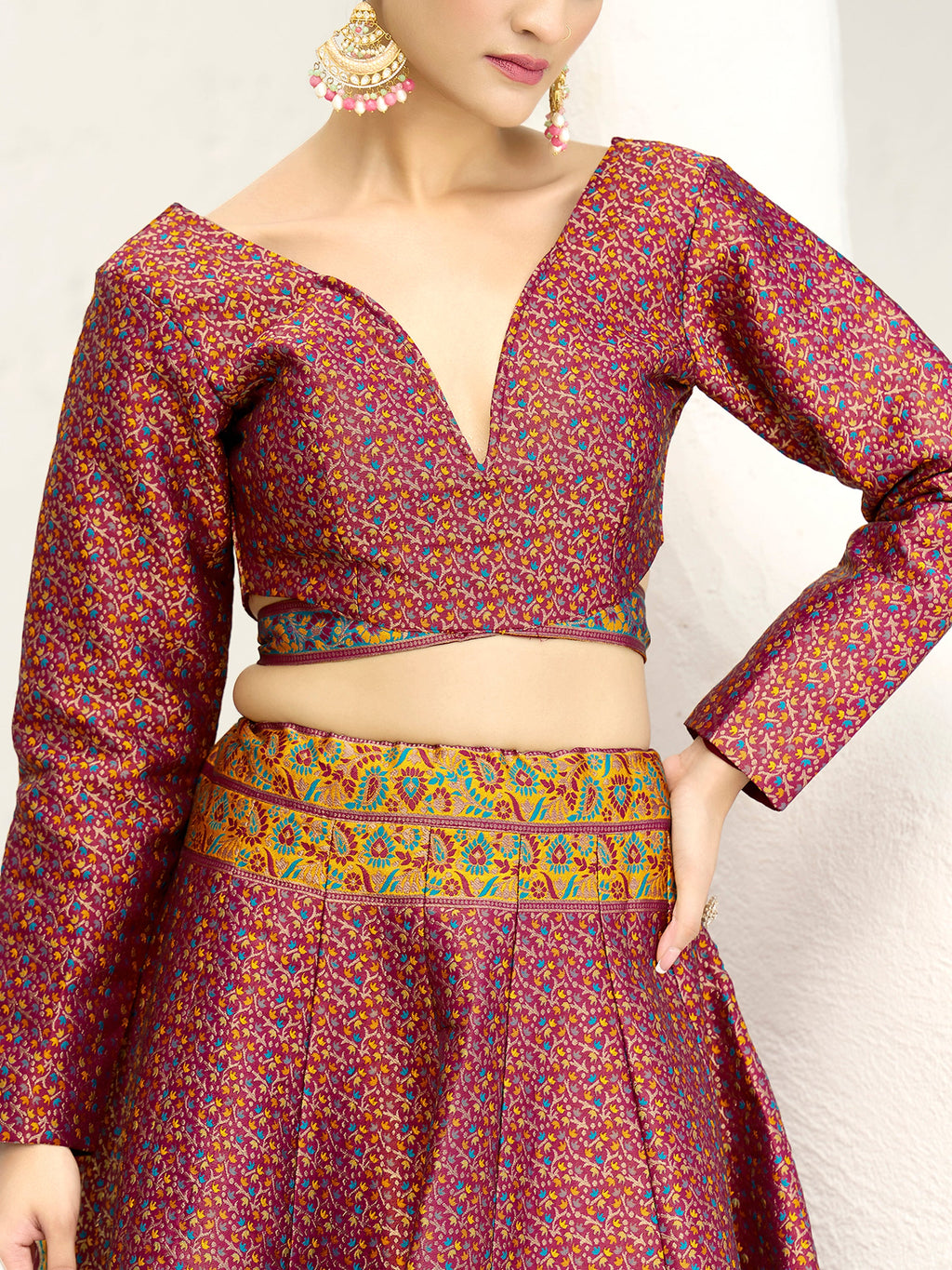 Women's Cherry Kanjiwaram Lehengas