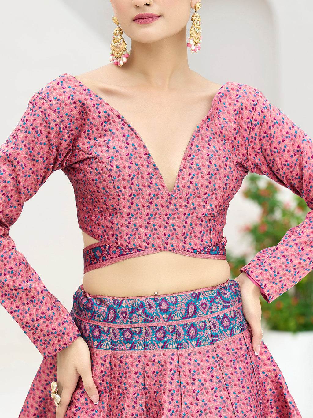 Women's Pink Kanjiwaram Lehengas