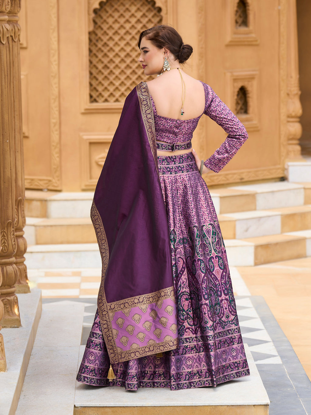 Women's Purple Kanjiwaram Lehengas