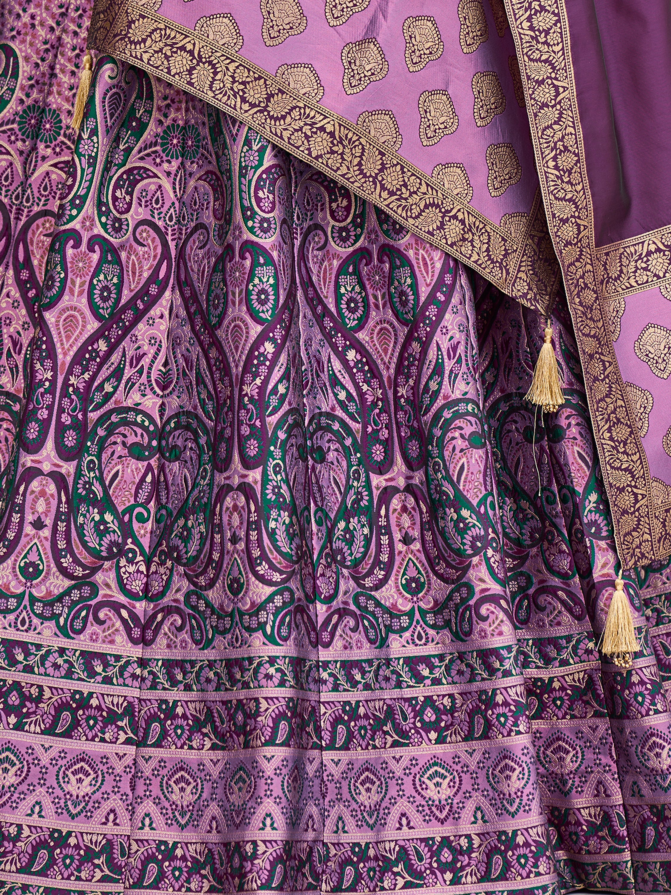 Women's Purple Kanjiwaram Lehengas
