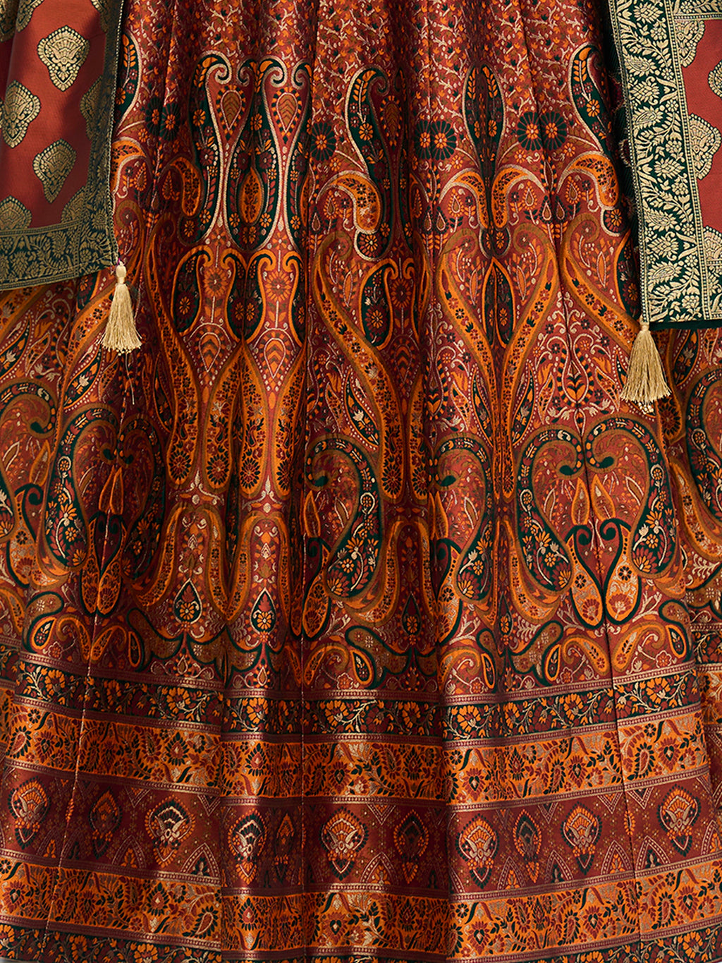 Women's Rust Kanjiwaram Lehengas