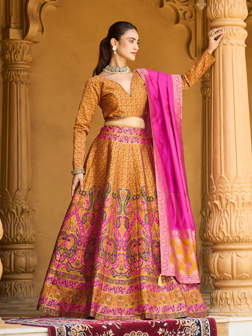 Women's Yellow Kanjiwaram Lehengas