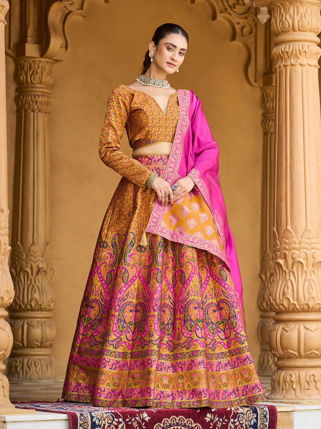 Women's Yellow Kanjiwaram Lehengas