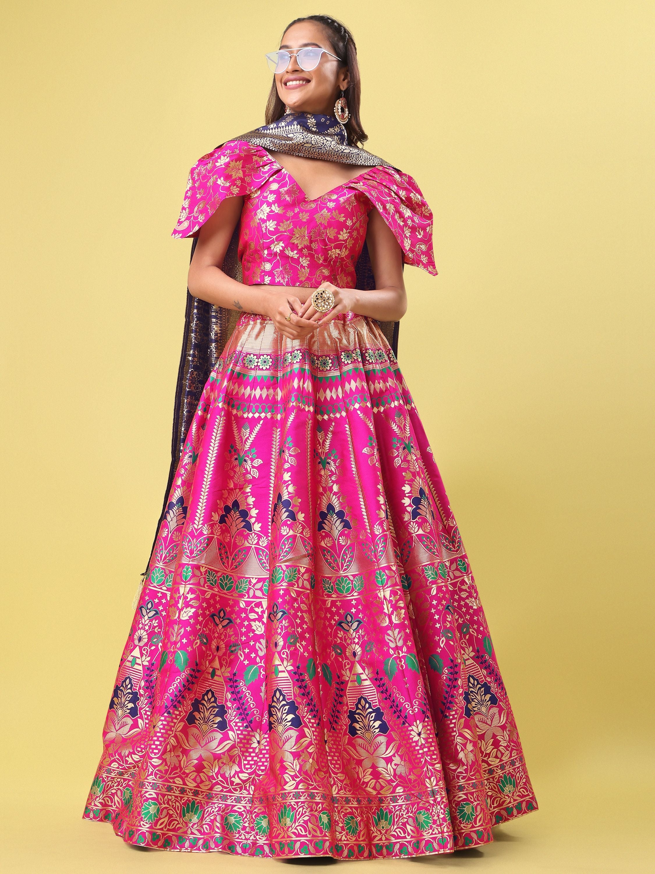 Women Pink Embellished  Lehenga