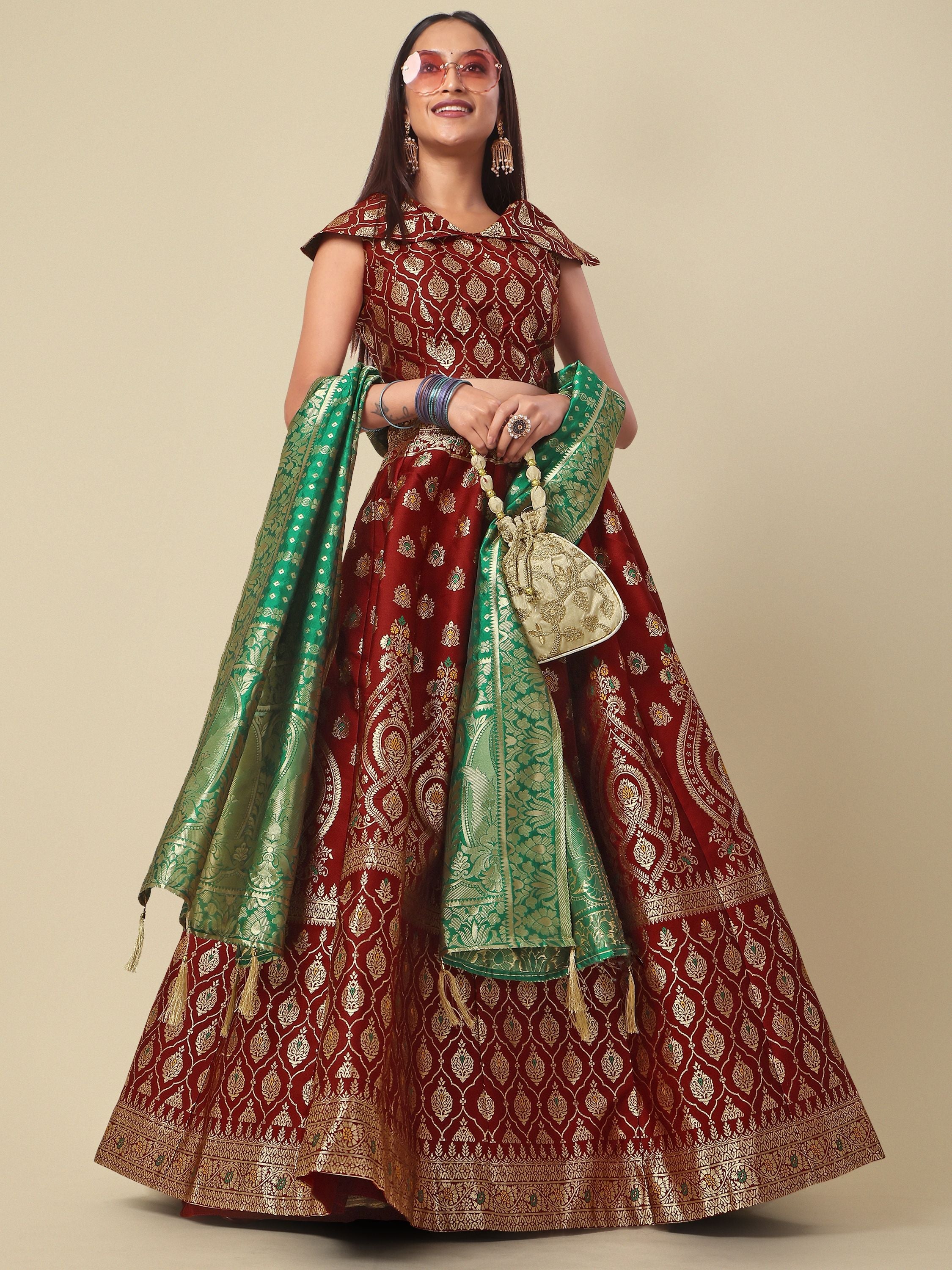 Embellished With Small Design Maroon Lehenga Choli