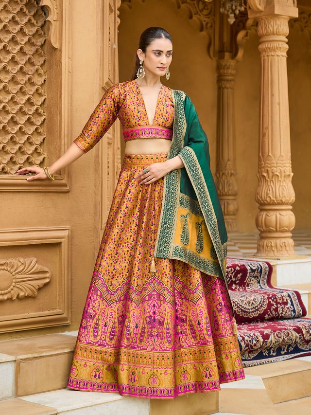 Women's Yellow Kanjiwaram Lehengas