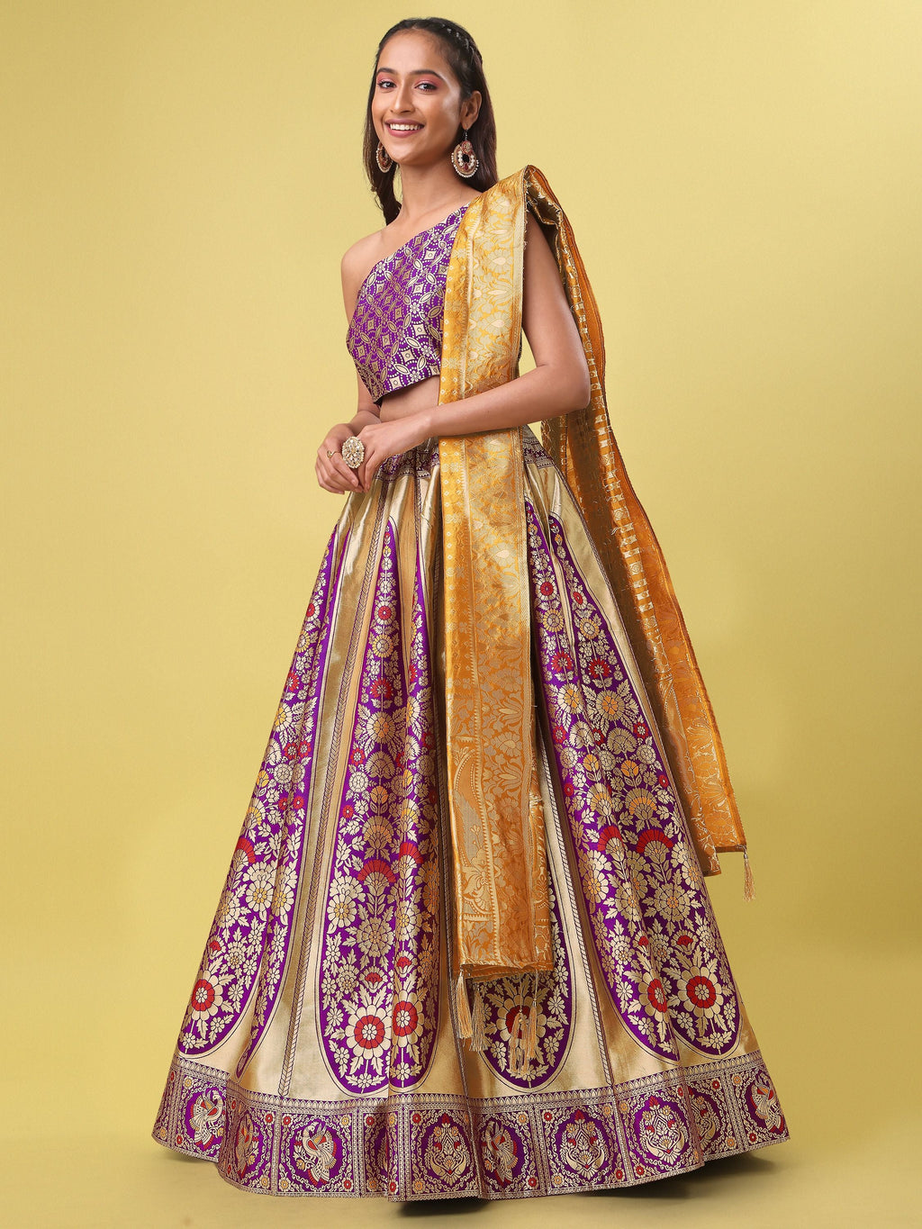 Women PurpleFloral Print Lehenga