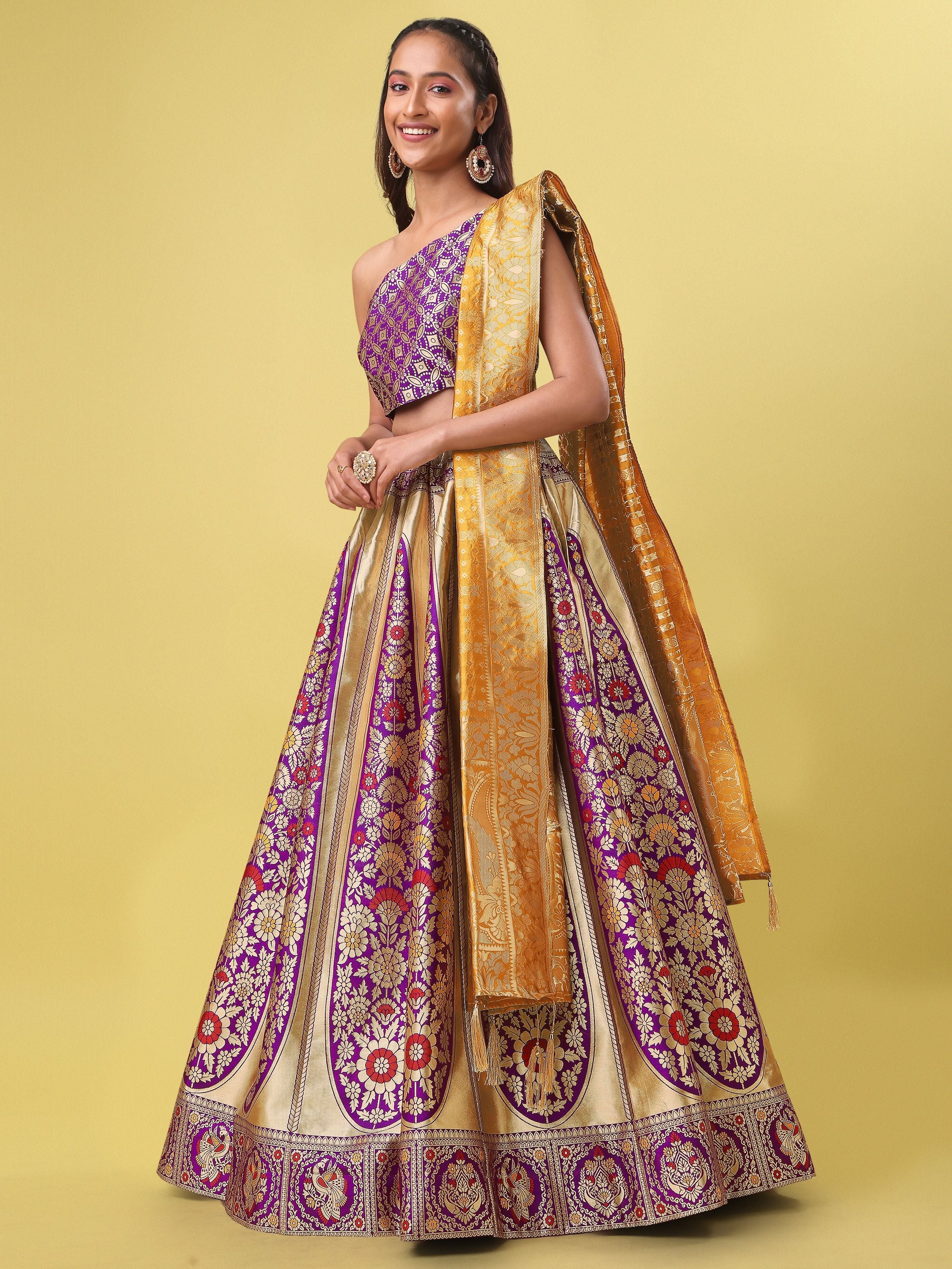 Women PurpleFloral Print Lehenga