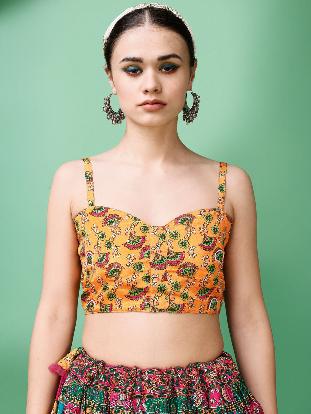 Women Multicolor Embellished Design Lehenga