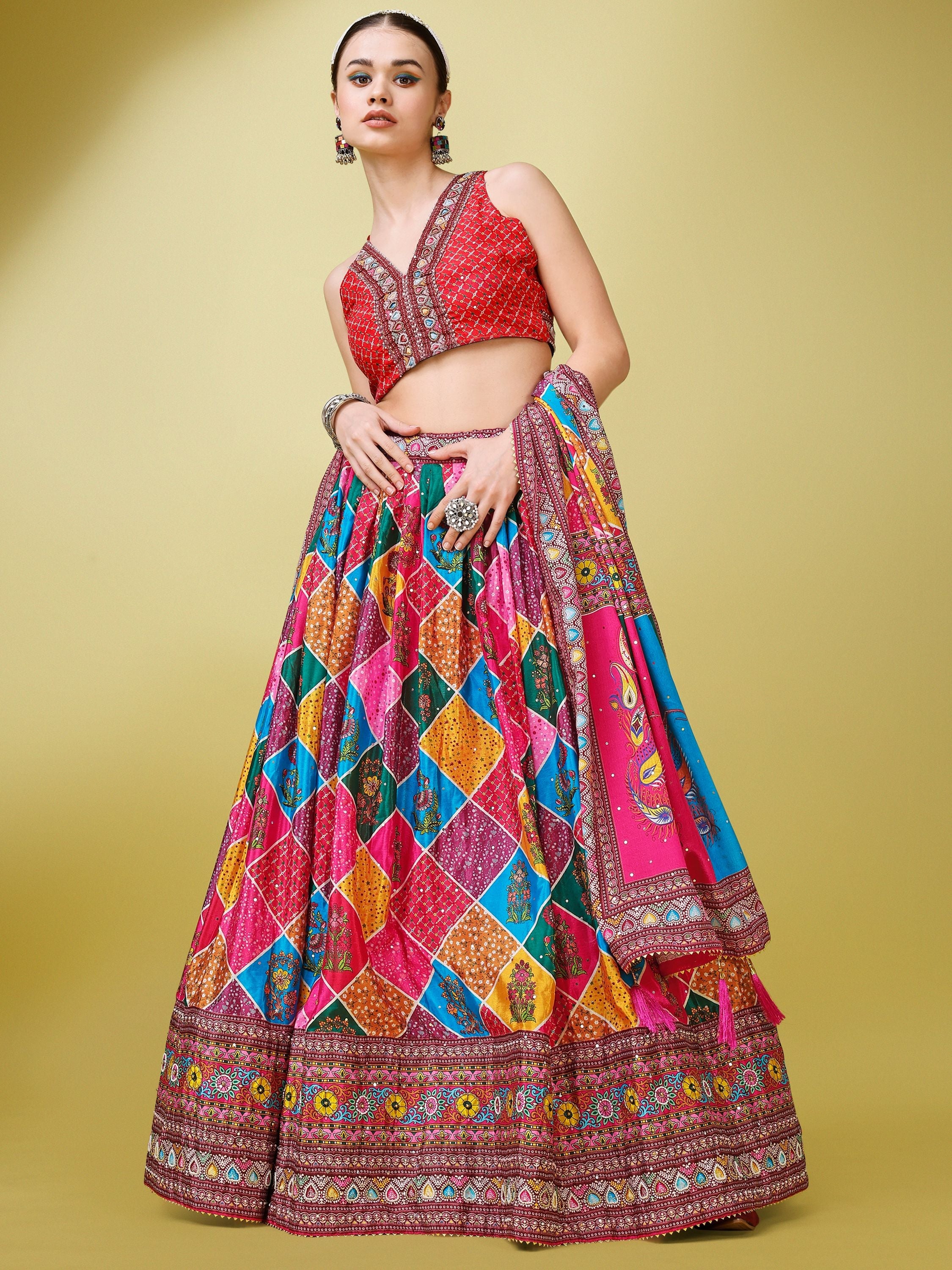 Women Multicolor Embellished  Lehenga