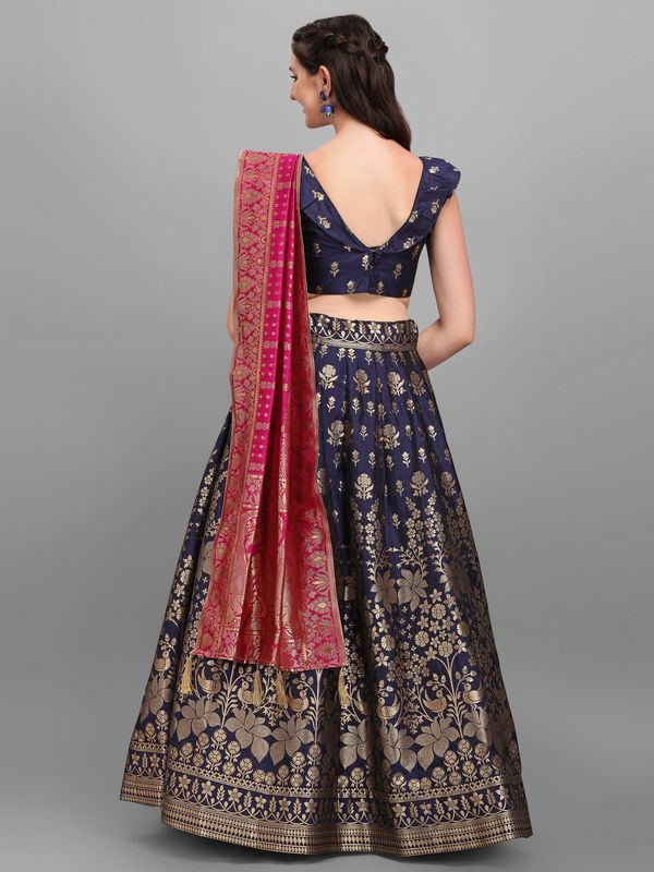 Women Dark BLue Printed Lehenga