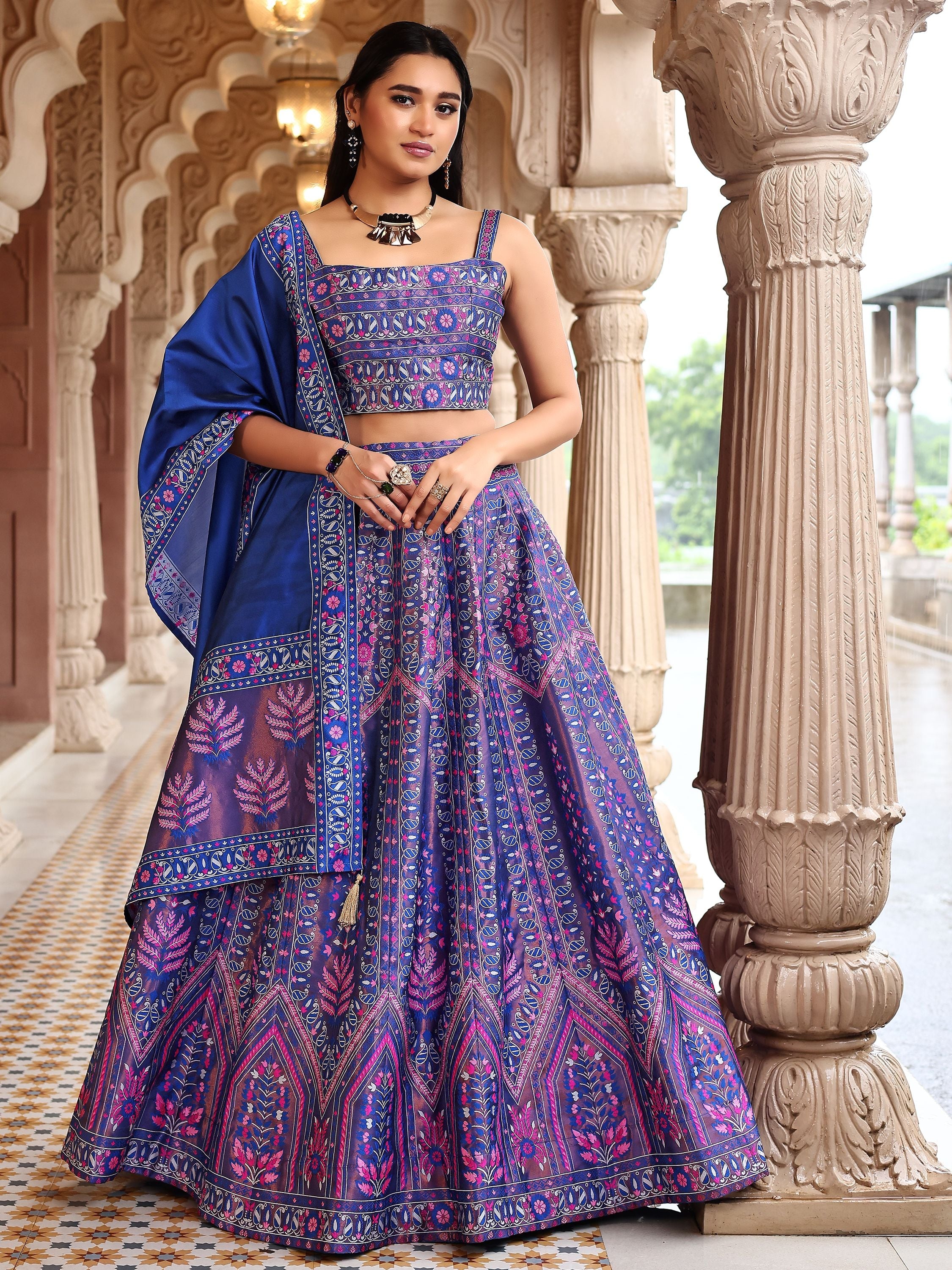 Kanjivaram Lehenga Choli Royal Woven Motifs