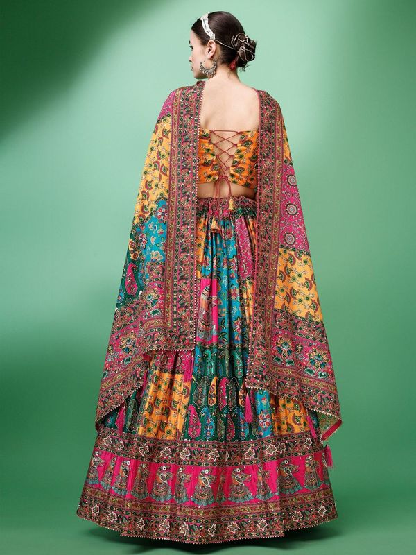Women Multicolor Embellished Design Lehenga