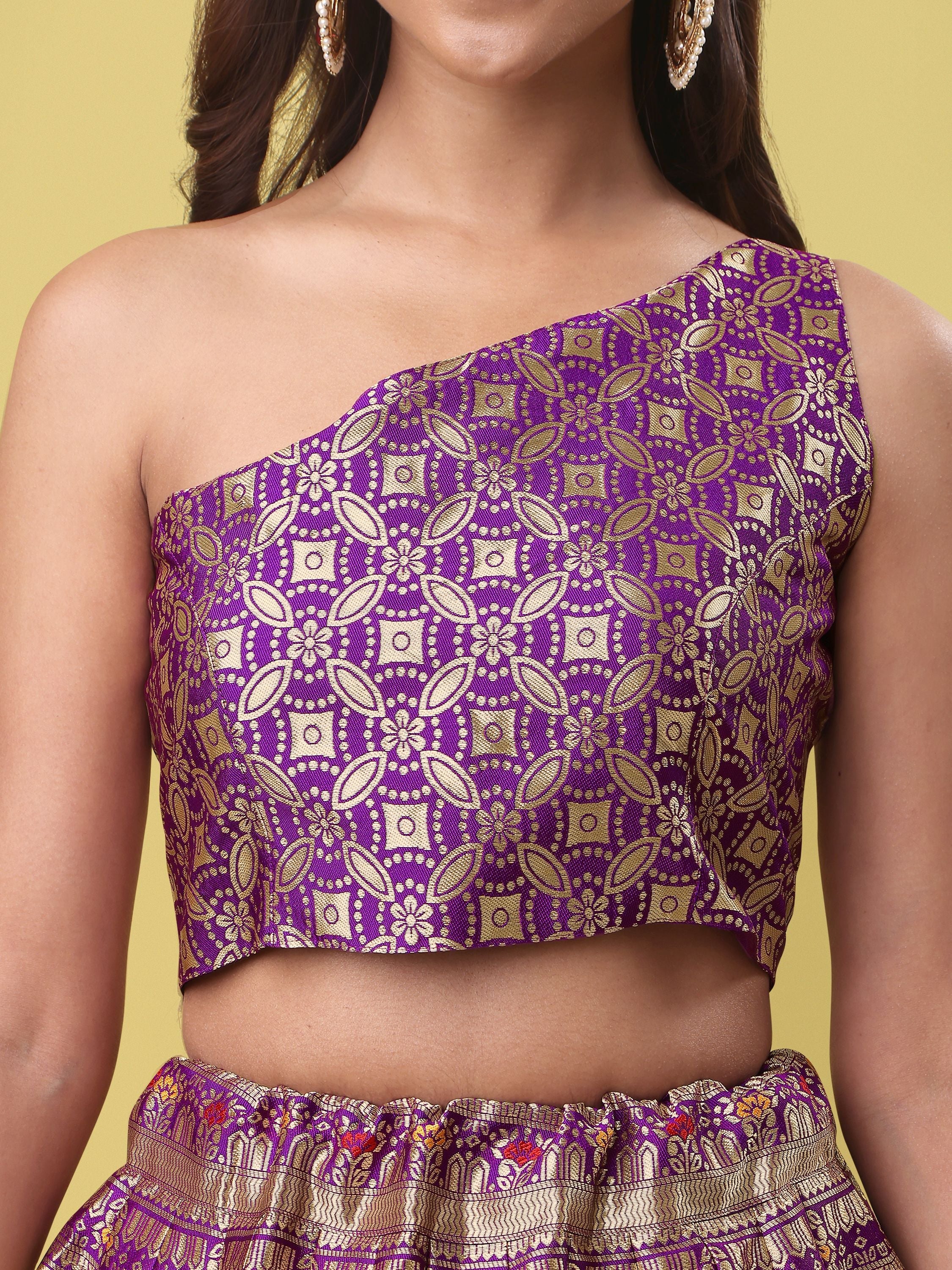Women PurpleFloral Print Lehenga
