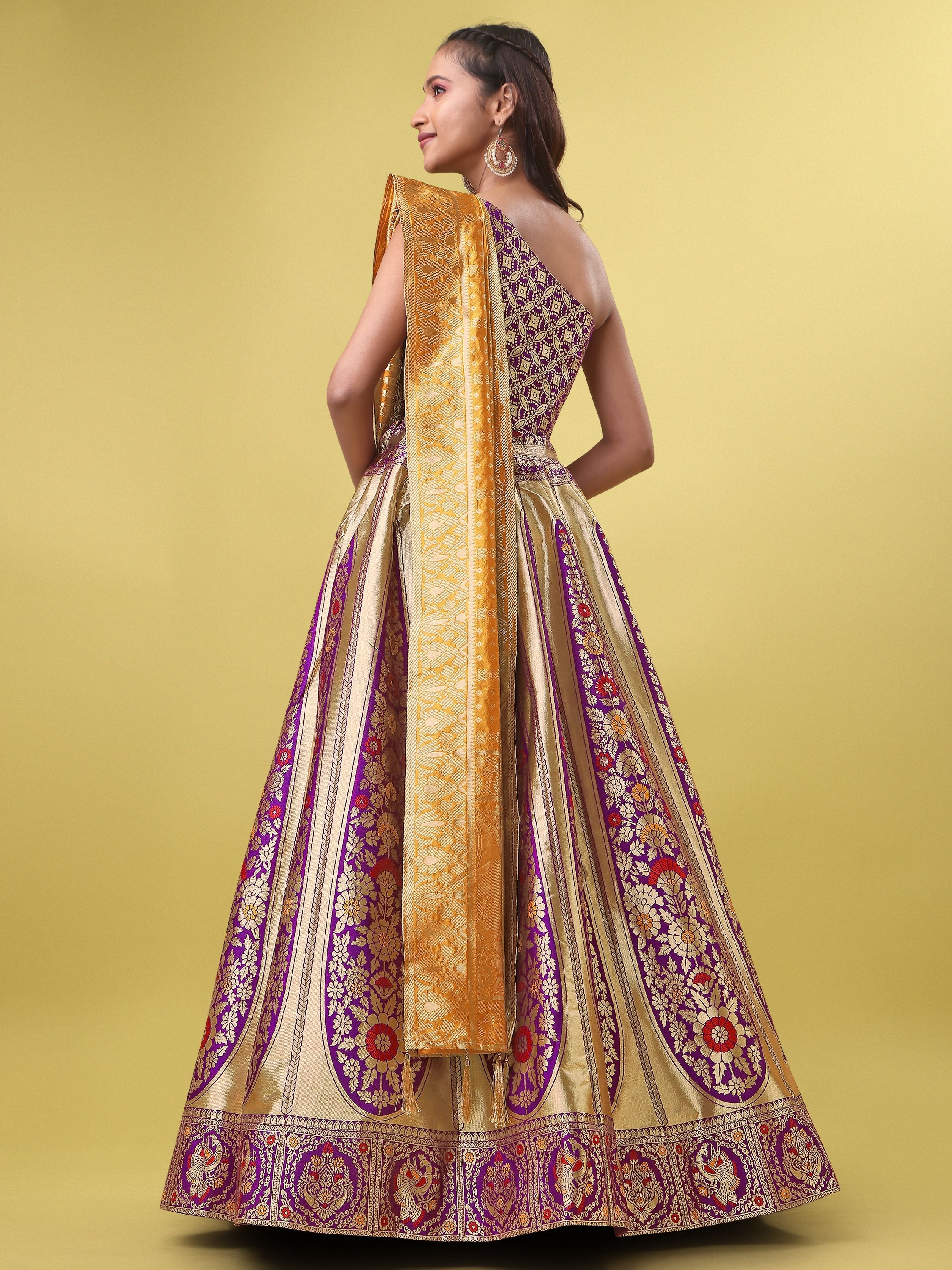 Women PurpleFloral Print Lehenga